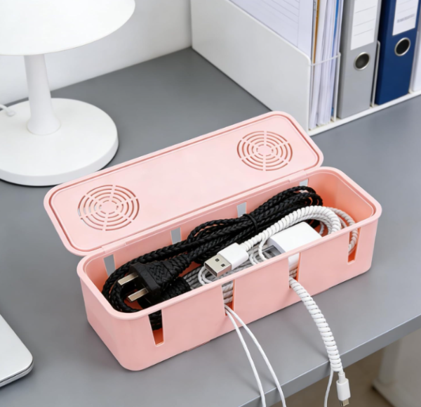 Pink Plug Socket Dust Cover Cable Storage Box