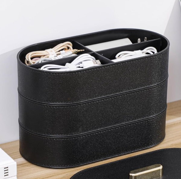 Large Cord Organizer Box with Lid and Wire Ties
