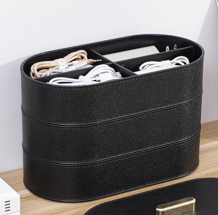 Large Cord Organizer Box with Lid and Wire Ties
