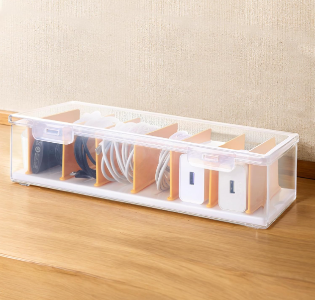 Clear Cord Organizer Box with Lid