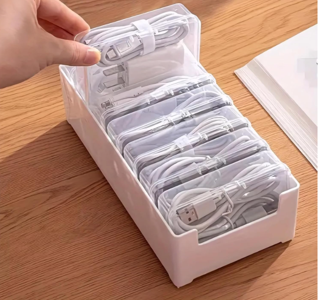 Desktop Cable Management Storage Box with Cover
