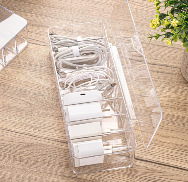 Clear Stackable Cable Storage Box