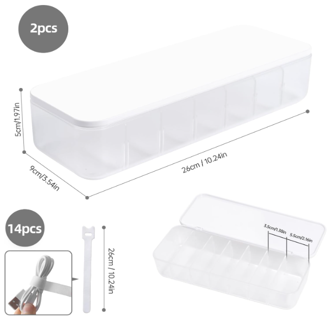 Cable Organizer Storage Box with Lid Image 2