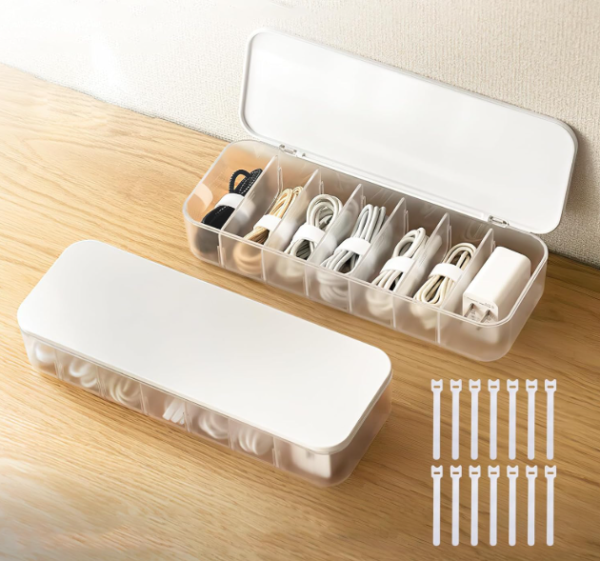 Cable Organizer Storage Box with Lid