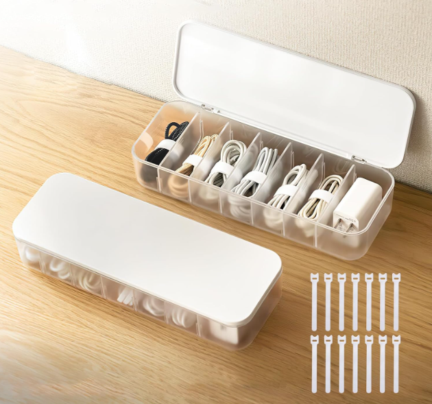Cable Organizer Storage Box with Lid
