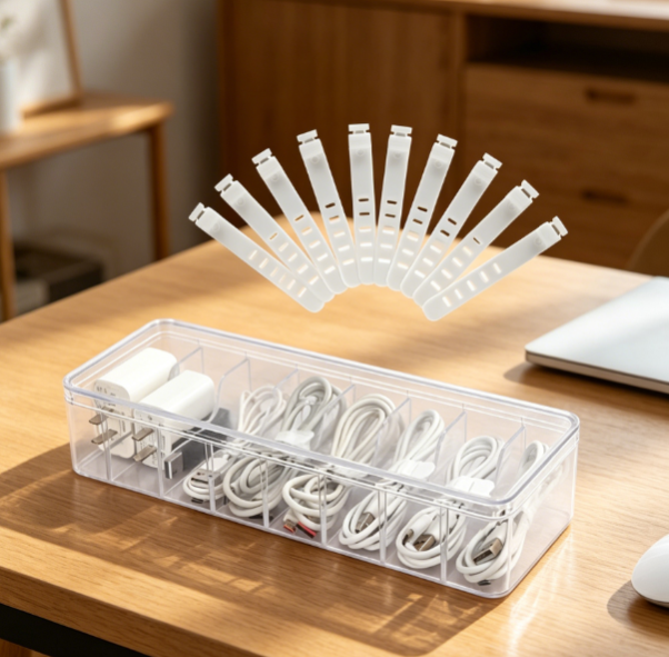 Clear Electronics Organizer Box with Compartments Image 2