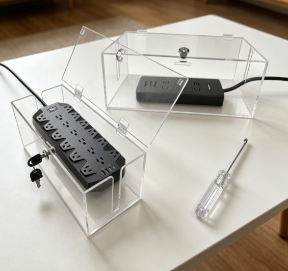 Clear Cable Management Box with Lock