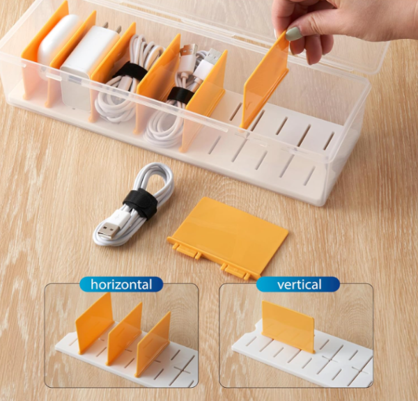 Clear Cable Storage Box with Cable Ties