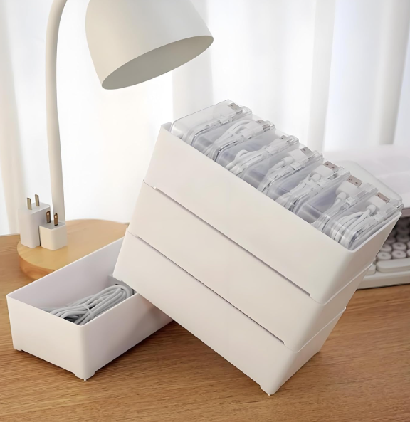 Transparent Cord Storage Organizer Box Set