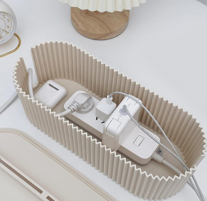 Desktop Cable Organizer Storage Box White Image 2