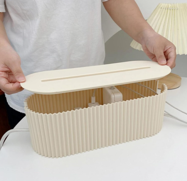 Desktop Cable Organizer Storage Box White