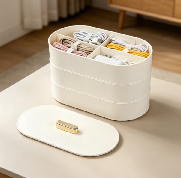 Large Cable Storage Organizer Box with Lid