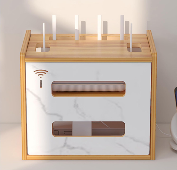 Desktop Router Storage Shelf with Cable Organizer