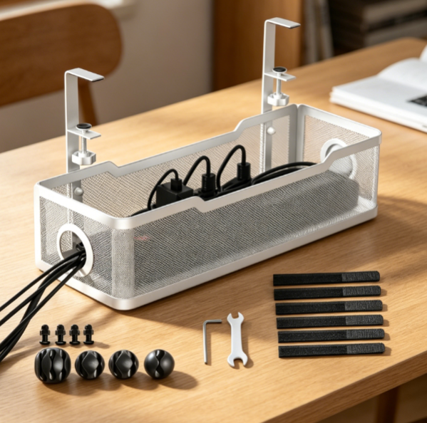 Under Desk Cable Management Tray with Clamp