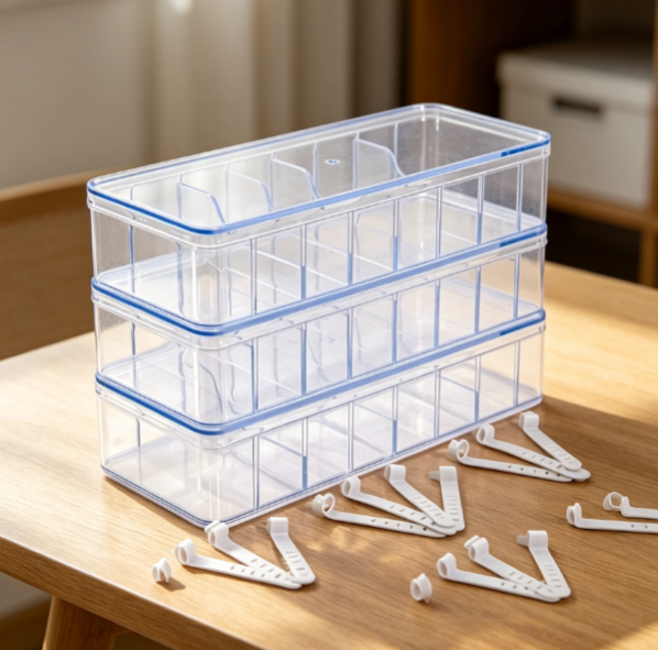 Stackable Cable Organizer Box with Labels