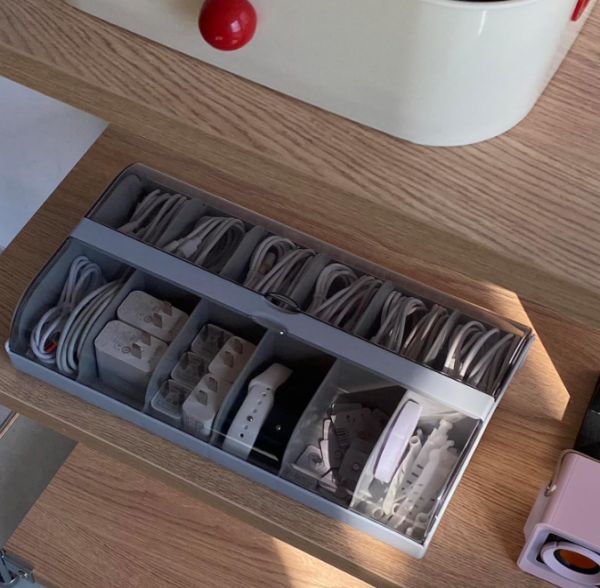 Large Cable Organizer Box with Compartments
