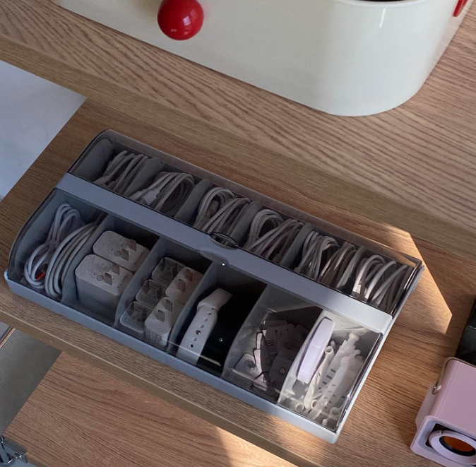 Large Cable Organizer Box with Compartments